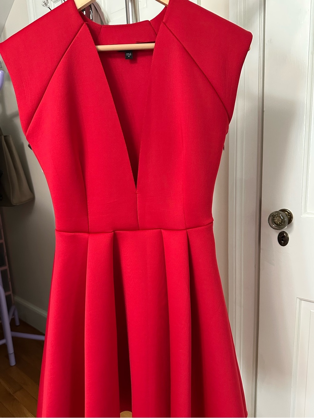 Guess by Marciano Red V-Neck Fit & Flare Mini Dress